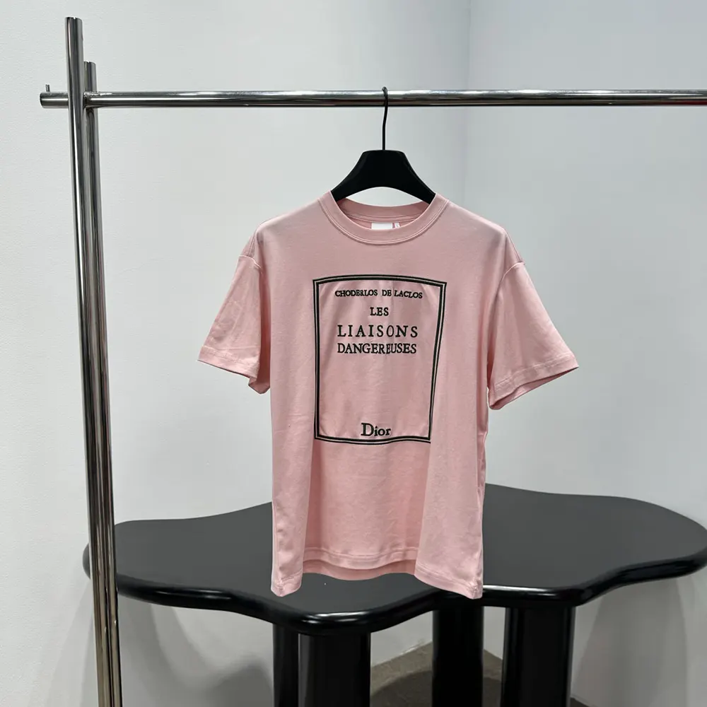 Dior Men Book Cover Oversized Cropped T-Shirt Pink and Green Cotton Jersey