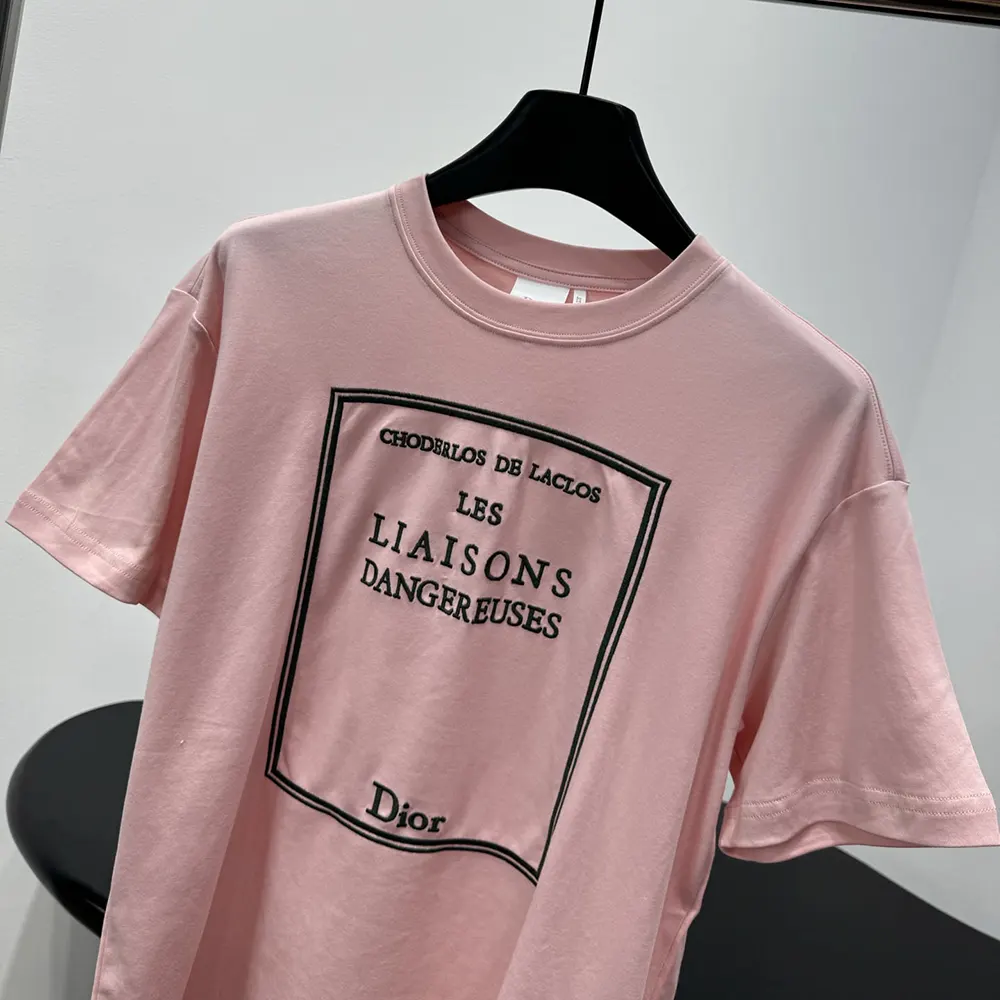 Dior Men Book Cover Oversized Cropped T-Shirt Pink and Green Cotton Jersey