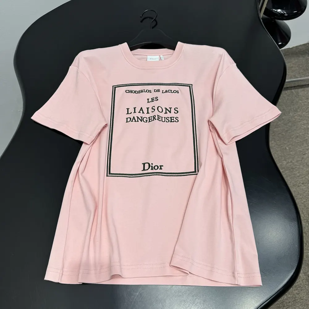 Dior Men Book Cover Oversized Cropped T-Shirt Pink and Green Cotton Jersey