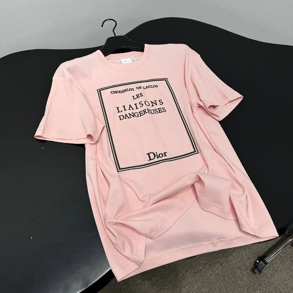 Dior Men Book Cover Oversized Cropped T-Shirt Pink and Green Cotton Jersey