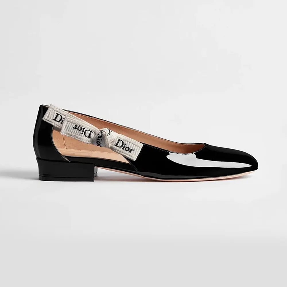Dior Women J’Adior Ballet Flat Black Patent Calfskin KCF159VNI