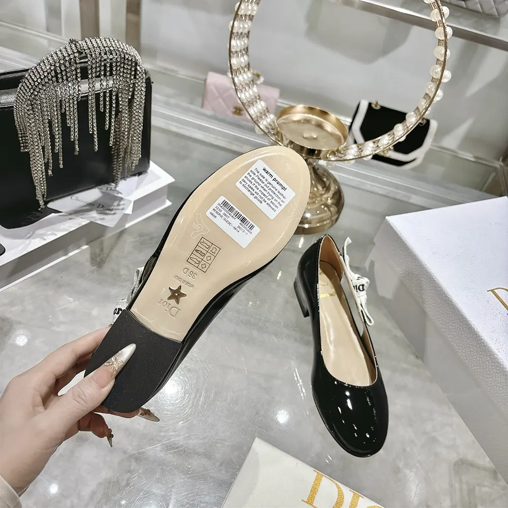 Dior Women J’Adior Ballet Flat Black Patent Calfskin KCF159VNI