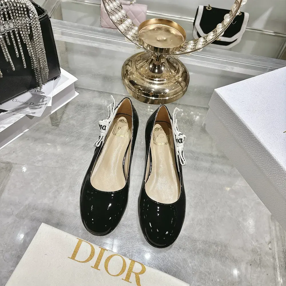 Dior Women J’Adior Ballet Flat Black Patent Calfskin KCF159VNI
