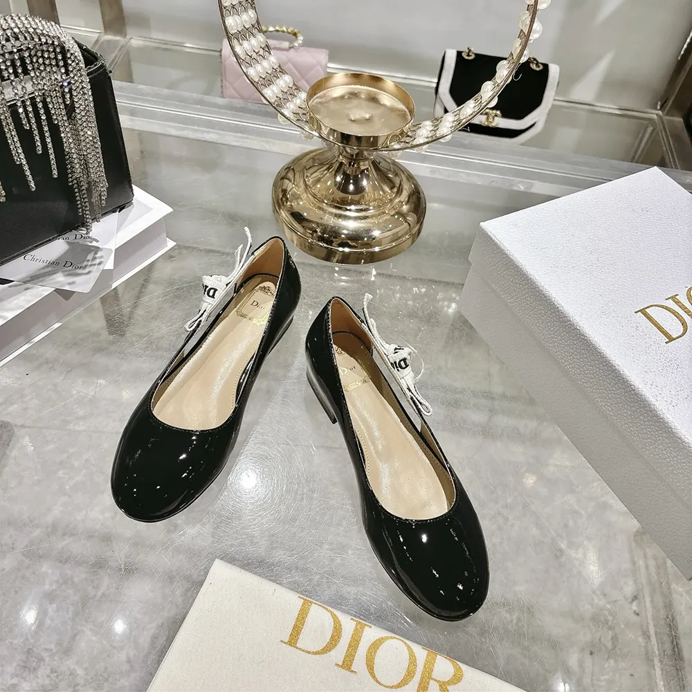 Dior Women J’Adior Ballet Flat Black Patent Calfskin KCF159VNI