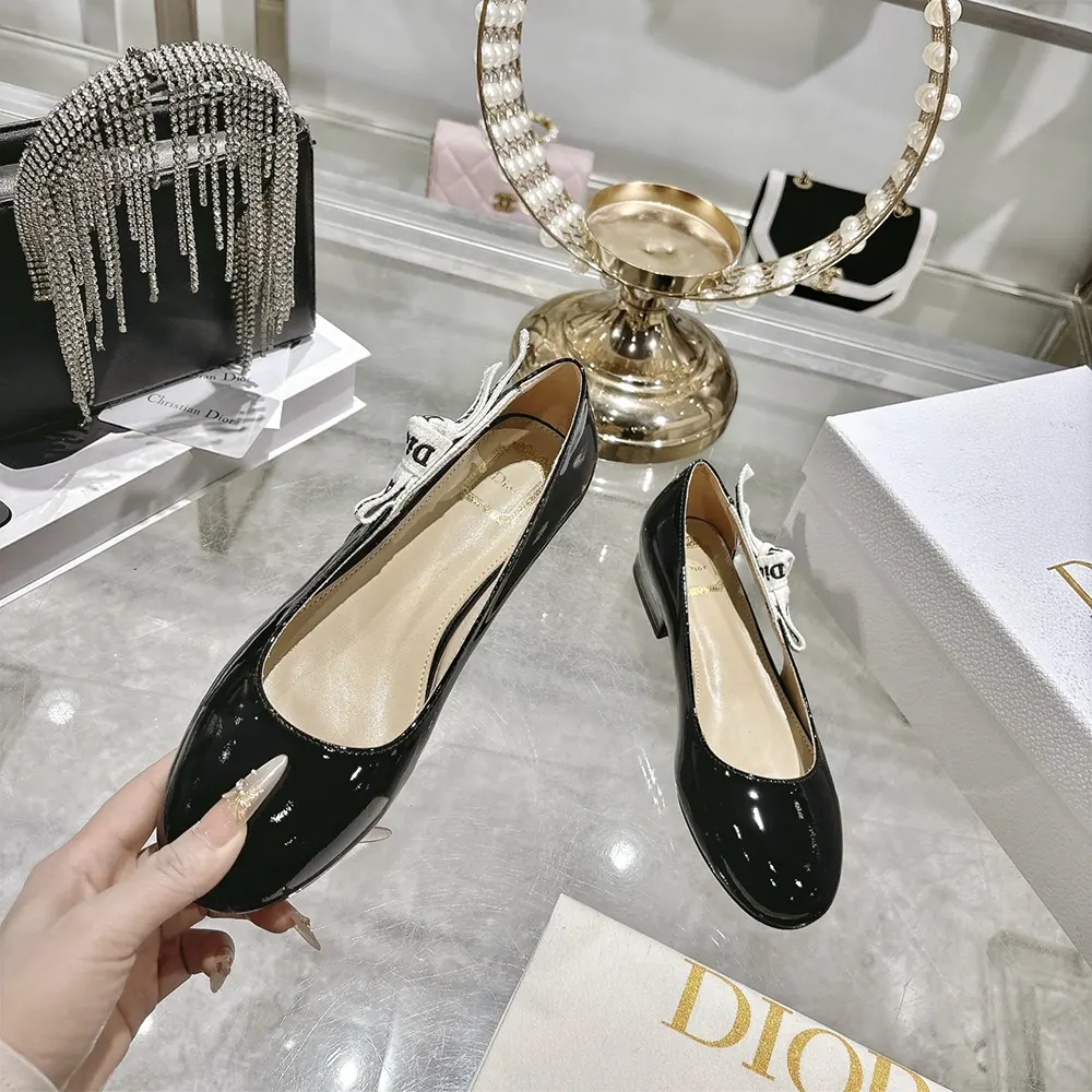 Dior Women J’Adior Ballet Flat Black Patent Calfskin KCF159VNI