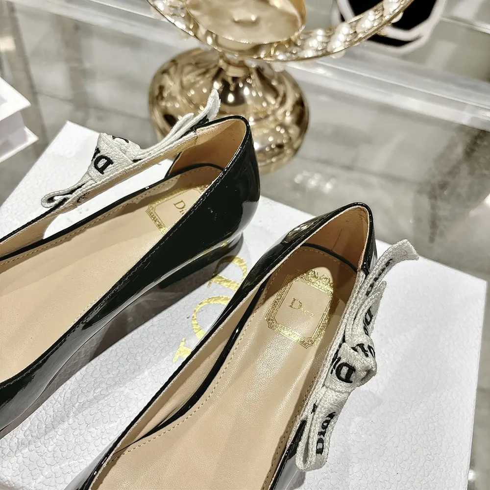 Dior Women J’Adior Ballet Flat Black Patent Calfskin KCF159VNI