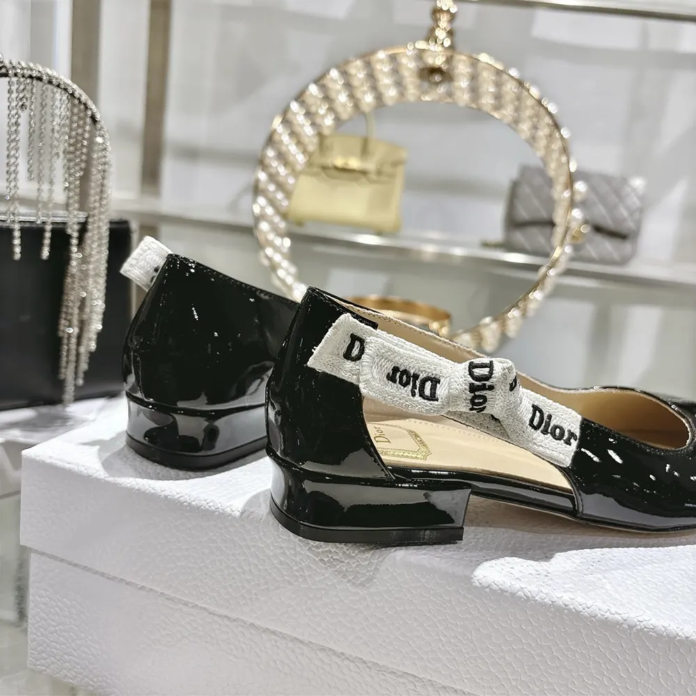 Dior Women J’Adior Ballet Flat Black Patent Calfskin KCF159VNI