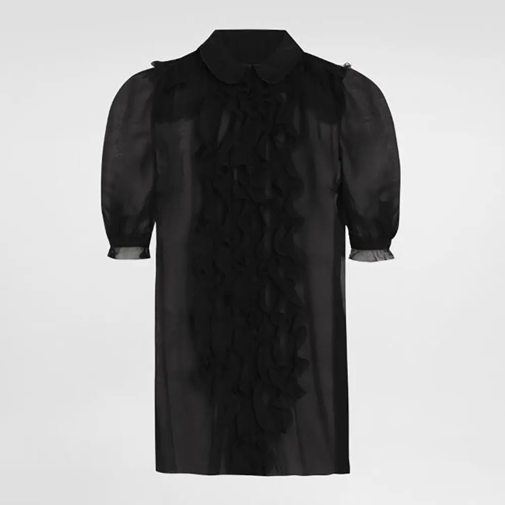 Dolce Gabbana D&G Women Chiffon Shirt-Black F5U03TFU1ATN0000