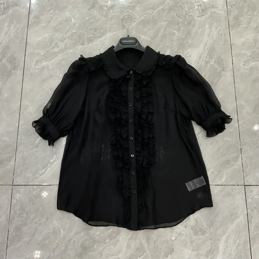 Dolce Gabbana D&G Women Chiffon Shirt-Black F5U03TFU1ATN0000