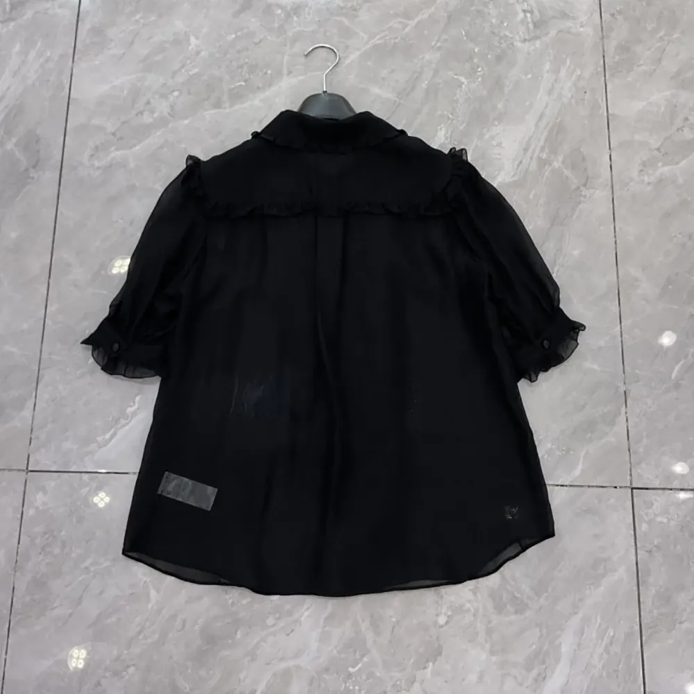 Dolce Gabbana D&G Women Chiffon Shirt-Black F5U03TFU1ATN0000