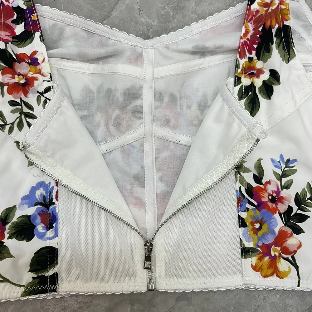 Dolce Gabbana D&G Women Flower Bouquet-Print Cotton Bustier Top