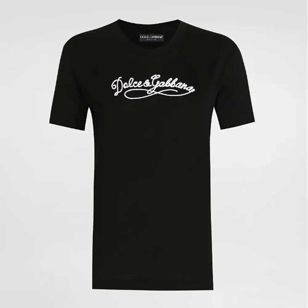 Dolce Gabbana D&G Women Jersey T-Shirt With Embroidery-Black