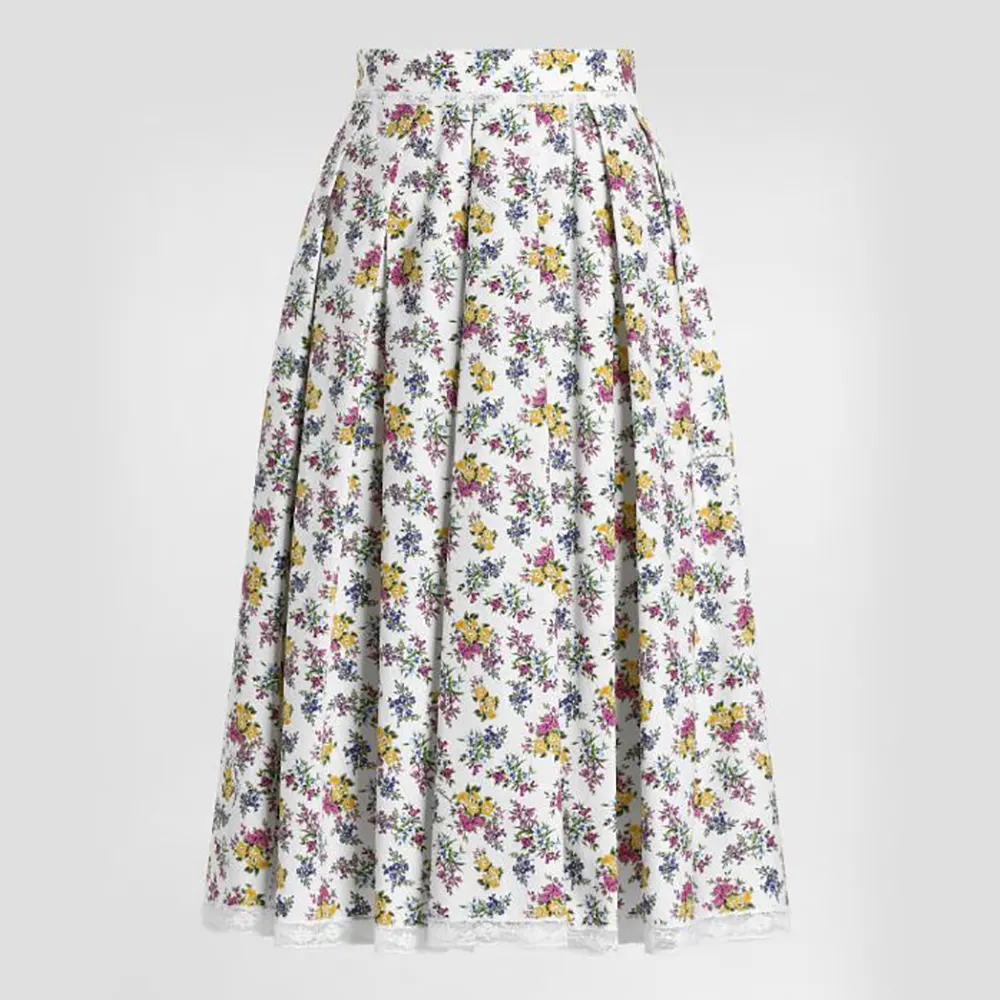 Dolce Gabbana D&G Women Small Floral-Print Poplin Skirt