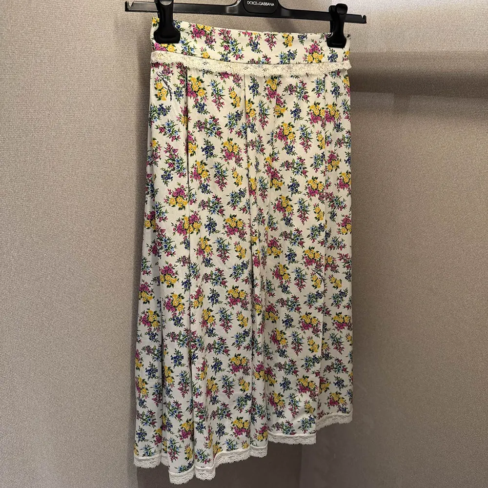 Dolce Gabbana D&G Women Small Floral-Print Poplin Skirt
