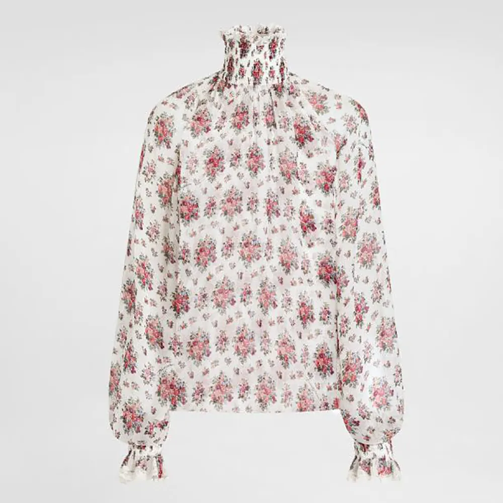 Dolce Gabbana D&G Women Small Flower Bouquets-Print Chiffon Top
