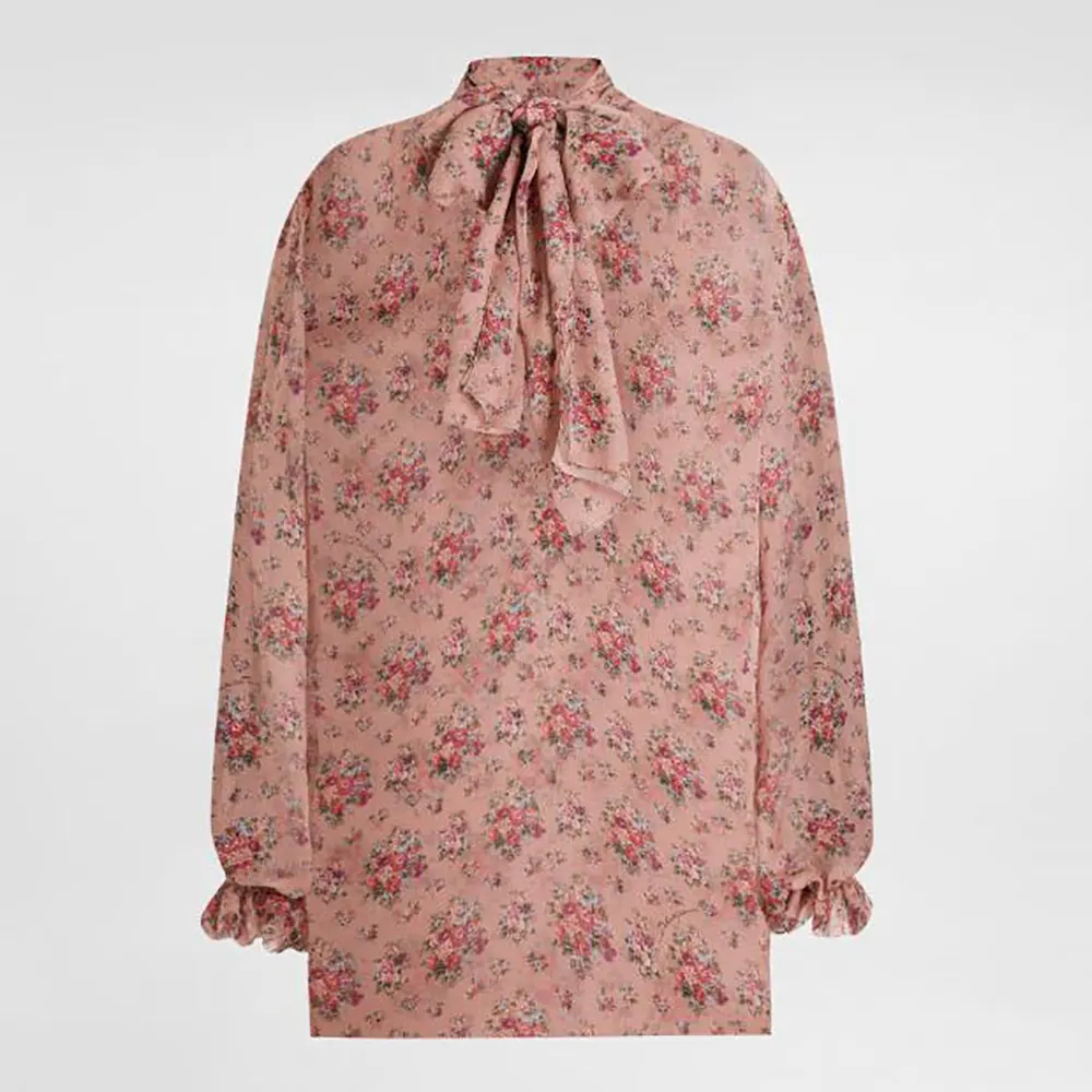 Dolce Gabbana D&G Women Small Flower Bouquets-Print Chiffon Top F7BL0TIS