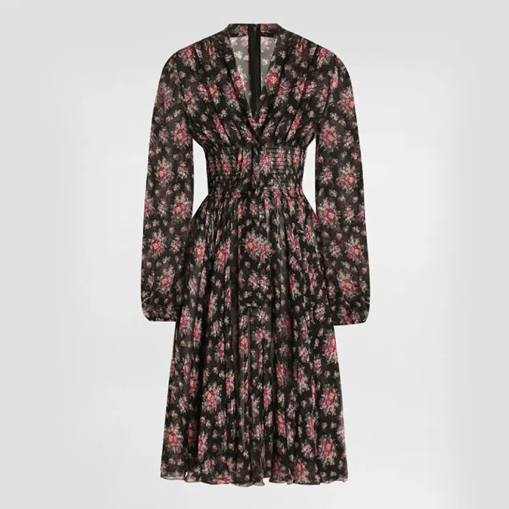Dolce Gabbana D&G Women Small Flower Bouquets-print Chiffon Dress