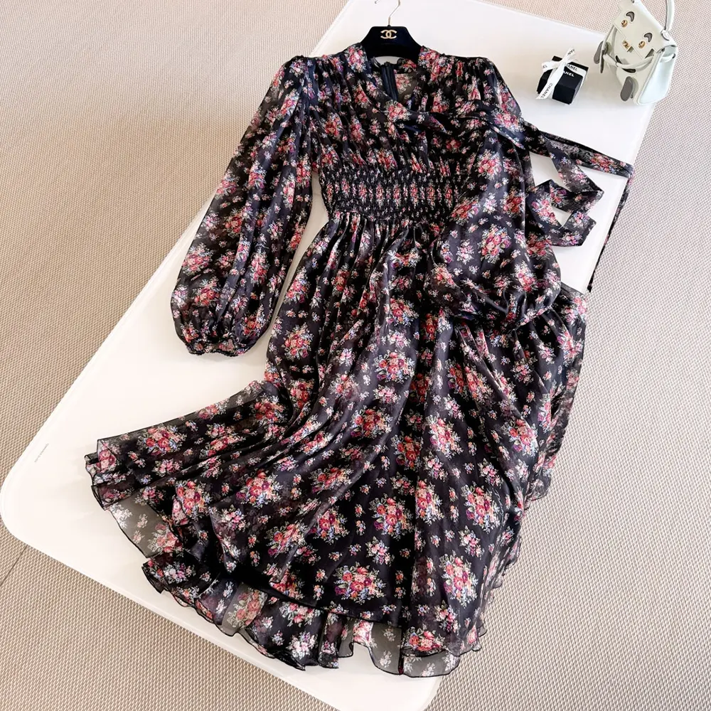 Dolce Gabbana D&G Women Small Flower Bouquets-print Chiffon Dress