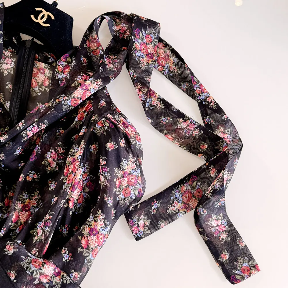 Dolce Gabbana D&G Women Small Flower Bouquets-print Chiffon Dress