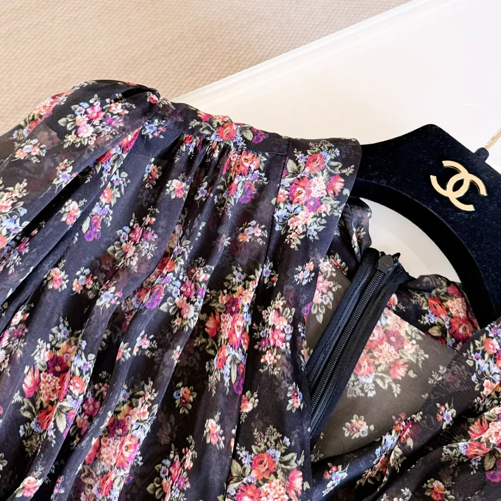 Dolce Gabbana D&G Women Small Flower Bouquets-print Chiffon Dress