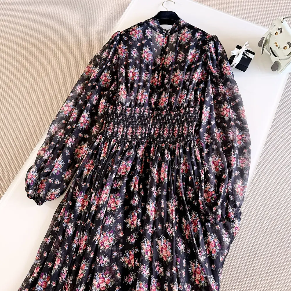 Dolce Gabbana D&G Women Small Flower Bouquets-print Chiffon Dress