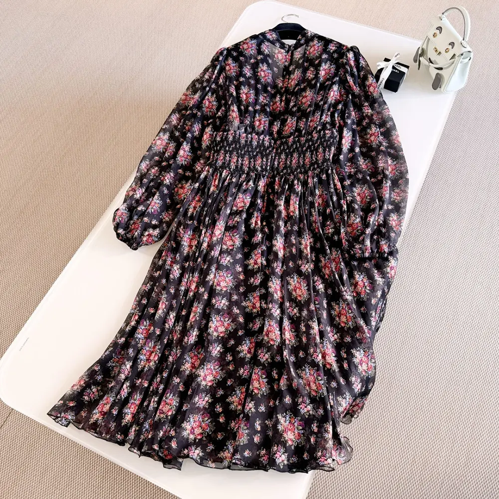 Dolce Gabbana D&G Women Small Flower Bouquets-print Chiffon Dress