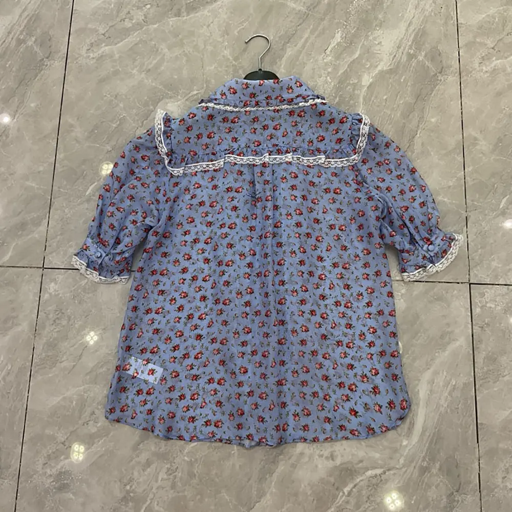 Dolce Gabbana D&G Women Small Rose-Print Chiffon Shirt