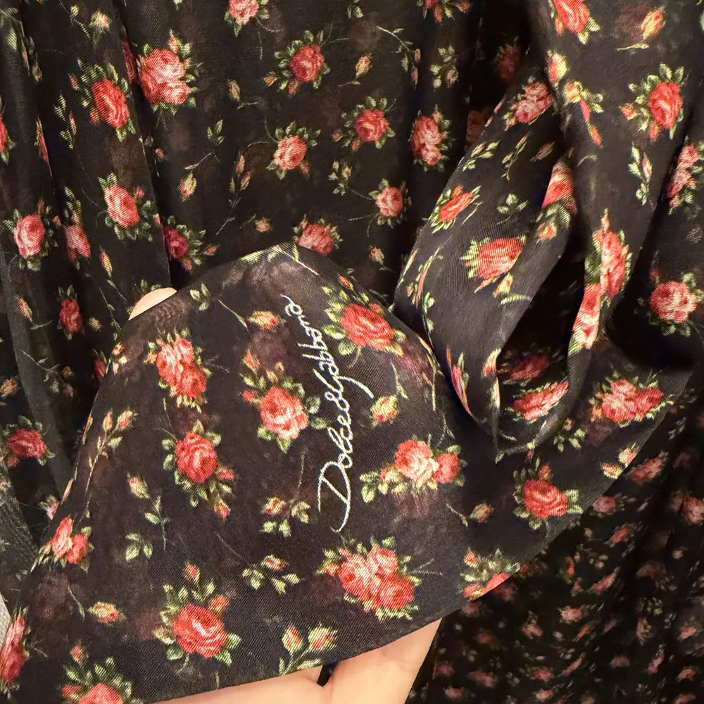 Dolce Gabbana D&G Women Small Rose-Print Chiffon Top