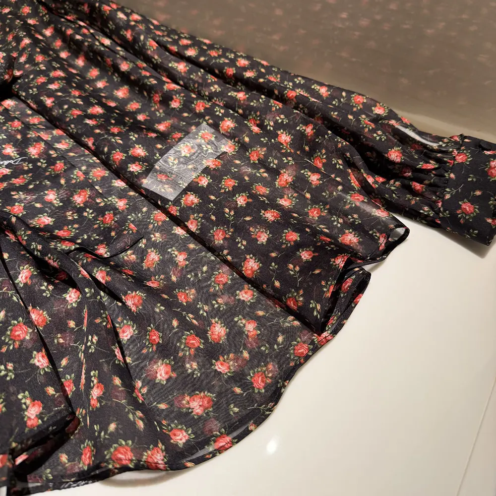 Dolce Gabbana D&G Women Small Rose-Print Chiffon Top