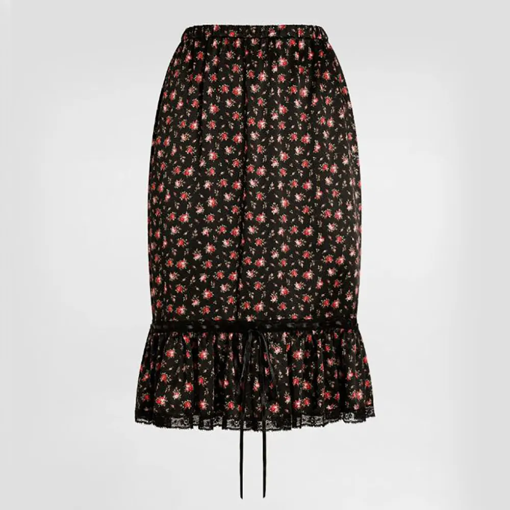 Dolce Gabbana D&G Women Small Rose-Print Skirt With Flounce