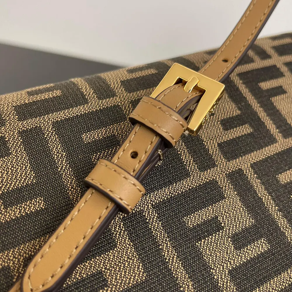 Fendi Women Wallet On Chain Baguette Brown FF Fabric Wallet 8M0498A