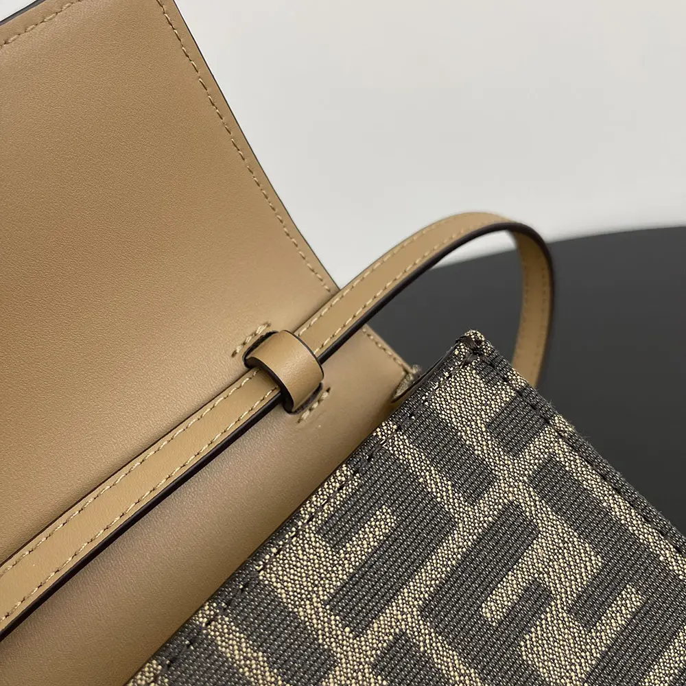 Fendi Women Wallet On Chain Baguette Brown FF Fabric Wallet 8M0498A