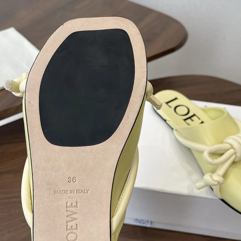 Loewe Women Flamenco Knot Mule in Lambskin-Yellow L815379X98