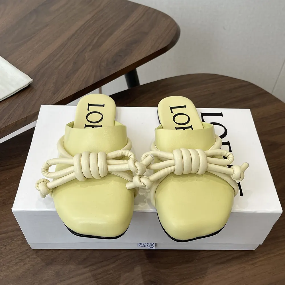 Loewe Women Flamenco Knot Mule in Lambskin-Yellow L815379X98