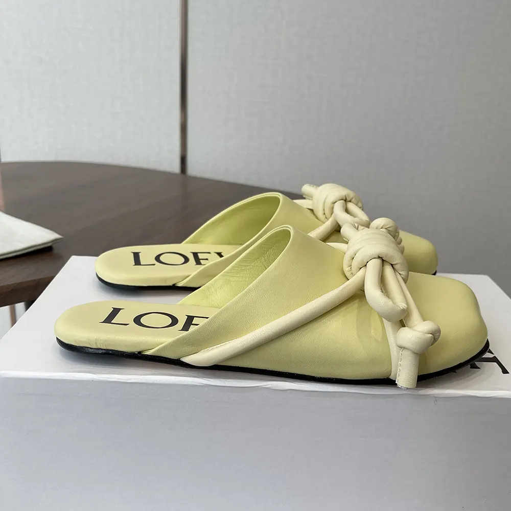Loewe Women Flamenco Knot Mule in Lambskin-Yellow L815379X98