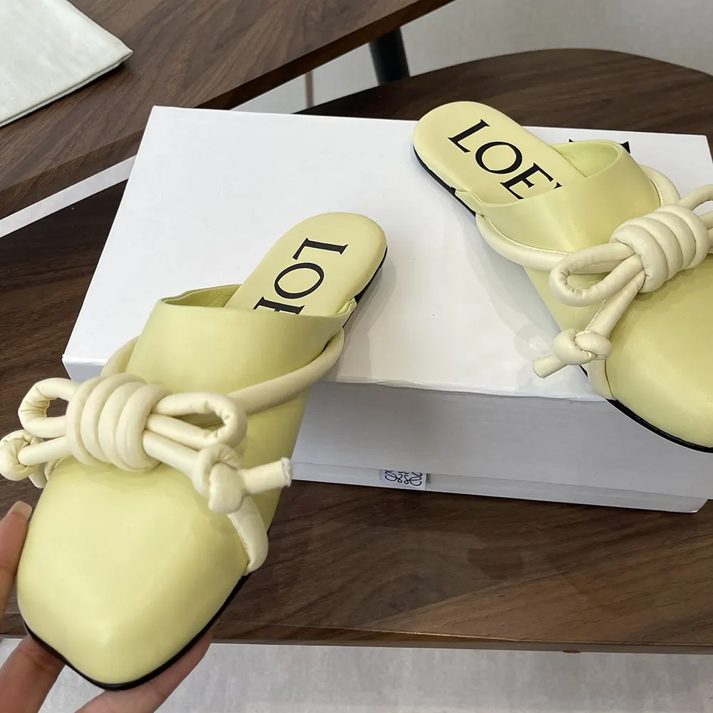 Loewe Women Flamenco Knot Mule in Lambskin-Yellow L815379X98