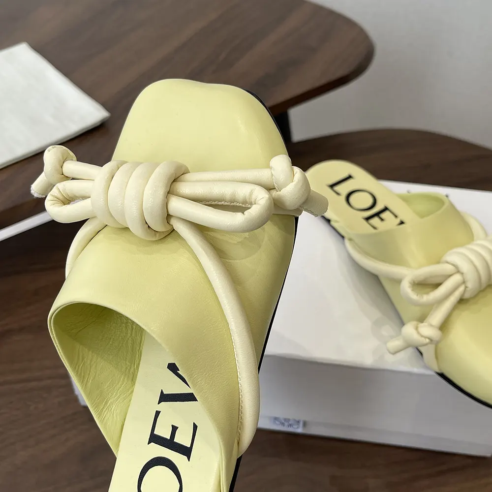 Loewe Women Flamenco Knot Mule in Lambskin-Yellow L815379X98