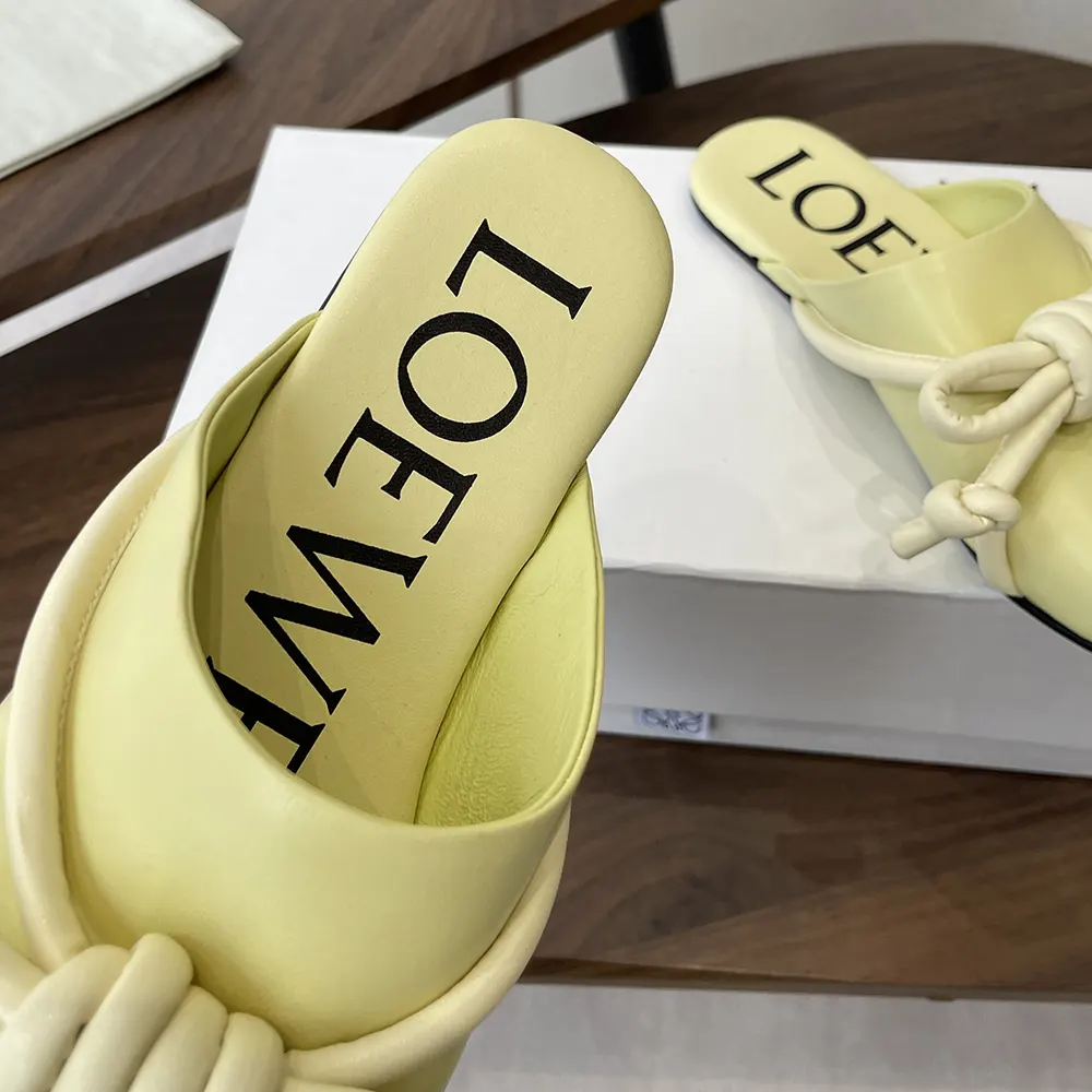 Loewe Women Flamenco Knot Mule in Lambskin-Yellow L815379X98