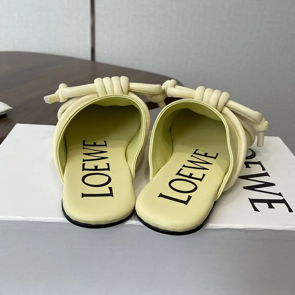 Loewe Women Flamenco Knot Mule in Lambskin-Yellow L815379X98