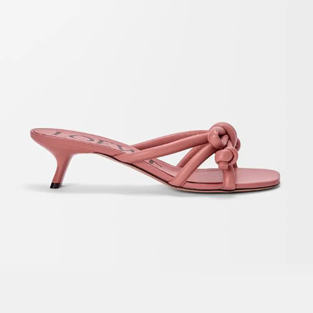 Loewe Women Flamenco Knot Sandal in Lambskin-Pink LLSP465X10