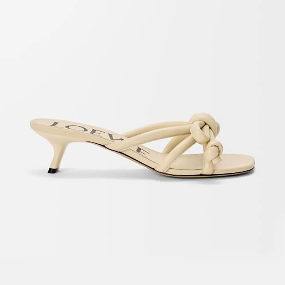 Loewe Women Flamenco Knot Sandal in Lambskin-Yellow LLSP465X10
