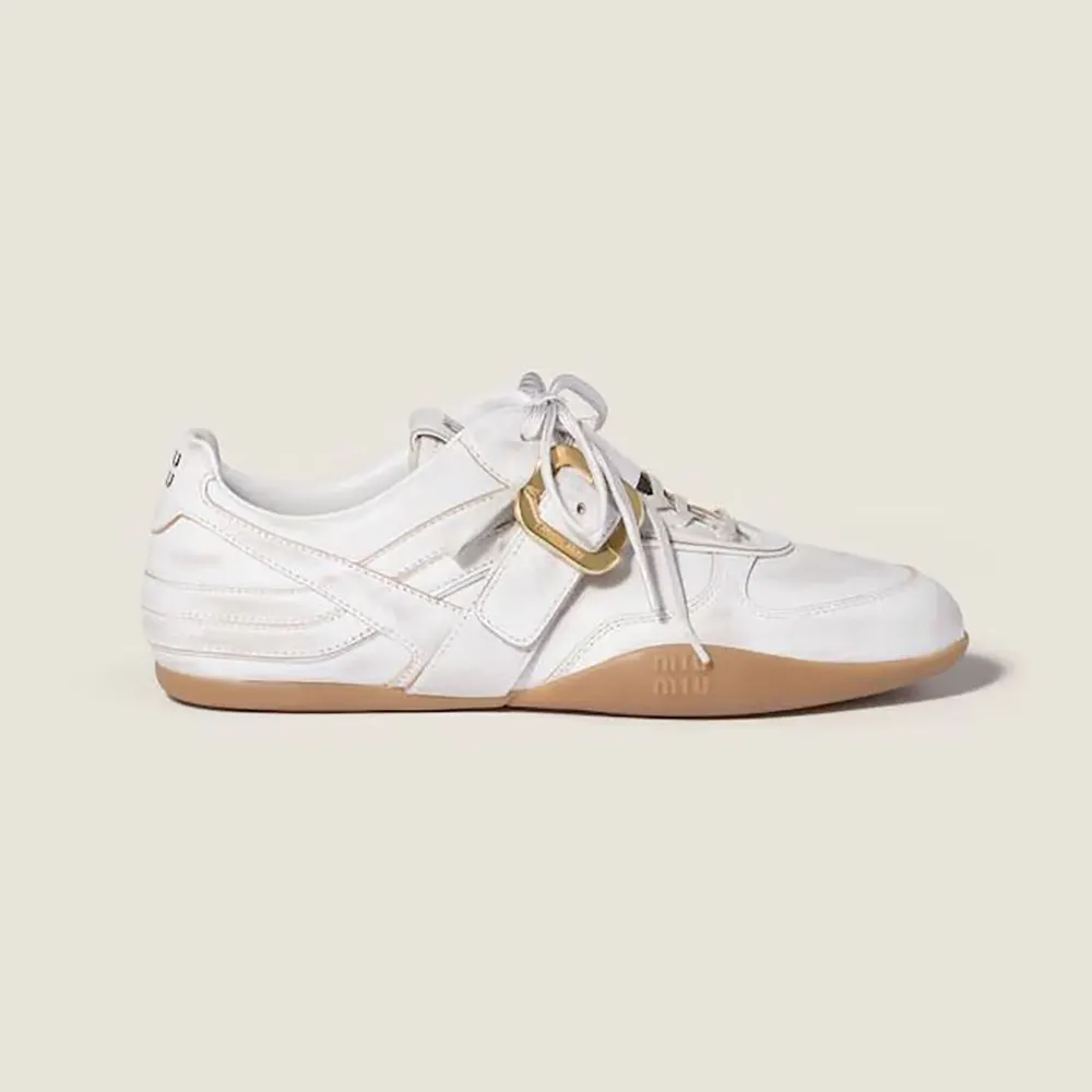 Miu Miu Women Gymnasium Leather Sneakers with Strap and Buckle 5E549E
