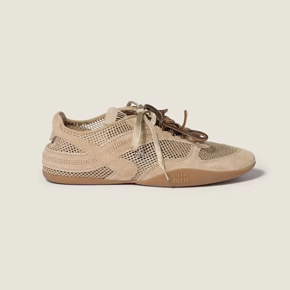 Miu Miu Women Gymnasium Mesh and Suede Sneakers 5E589E3KU1
