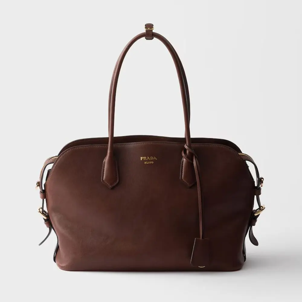 Prada Women Large Leather Tote Bag-Dark Brown 1BG6002HFQ