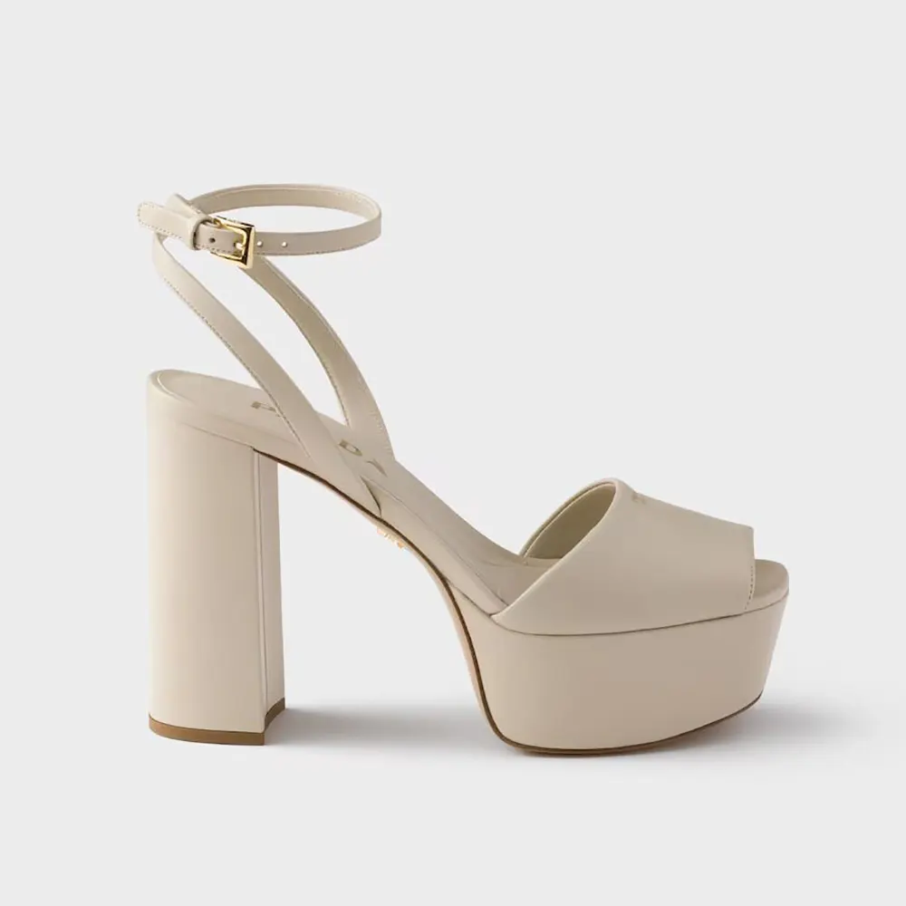 Prada Women Nappa Leather Platform Sandals-White 1XP48B