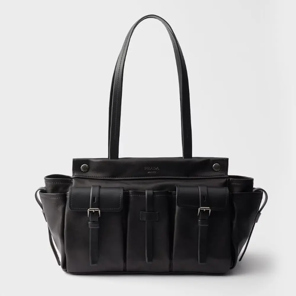 Prada Women Route Large Leather Tote Bag-Black 1BG644