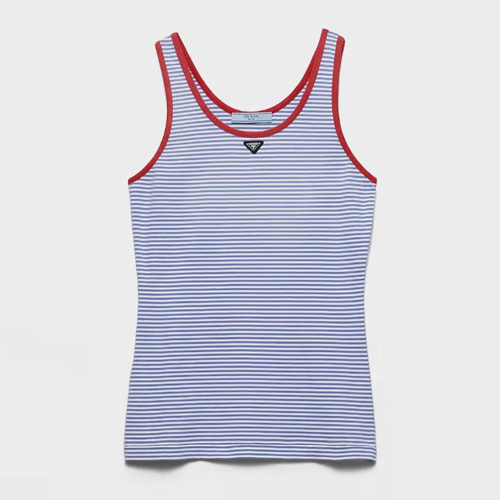 Prada Women Striped Cotton Jersey Tank Top 9659186HF0X36
