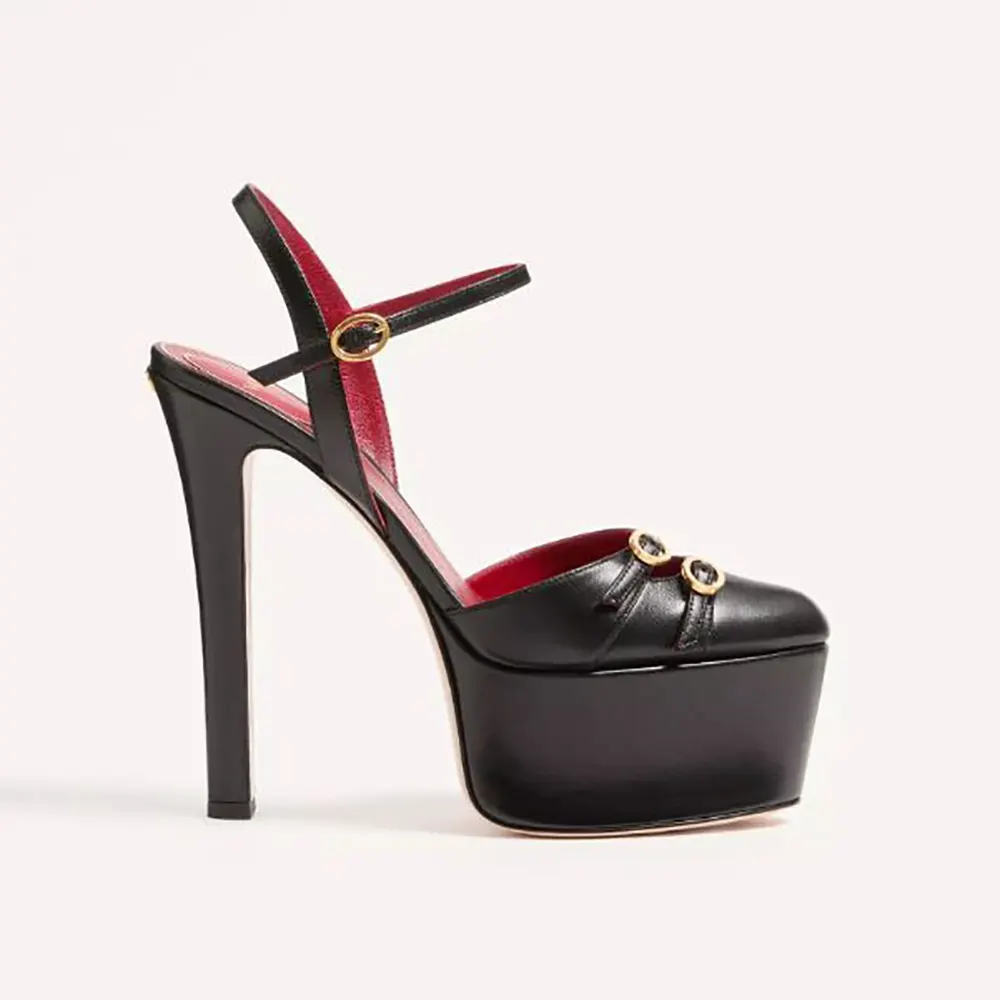 Valentino Women Crasher Platform Pumps in Kidskin 145MM-Black