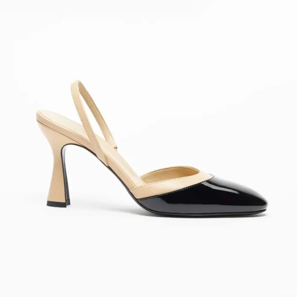 Chanel Women Slingbacks Lambskin Patent Calfskin-Beige G47175