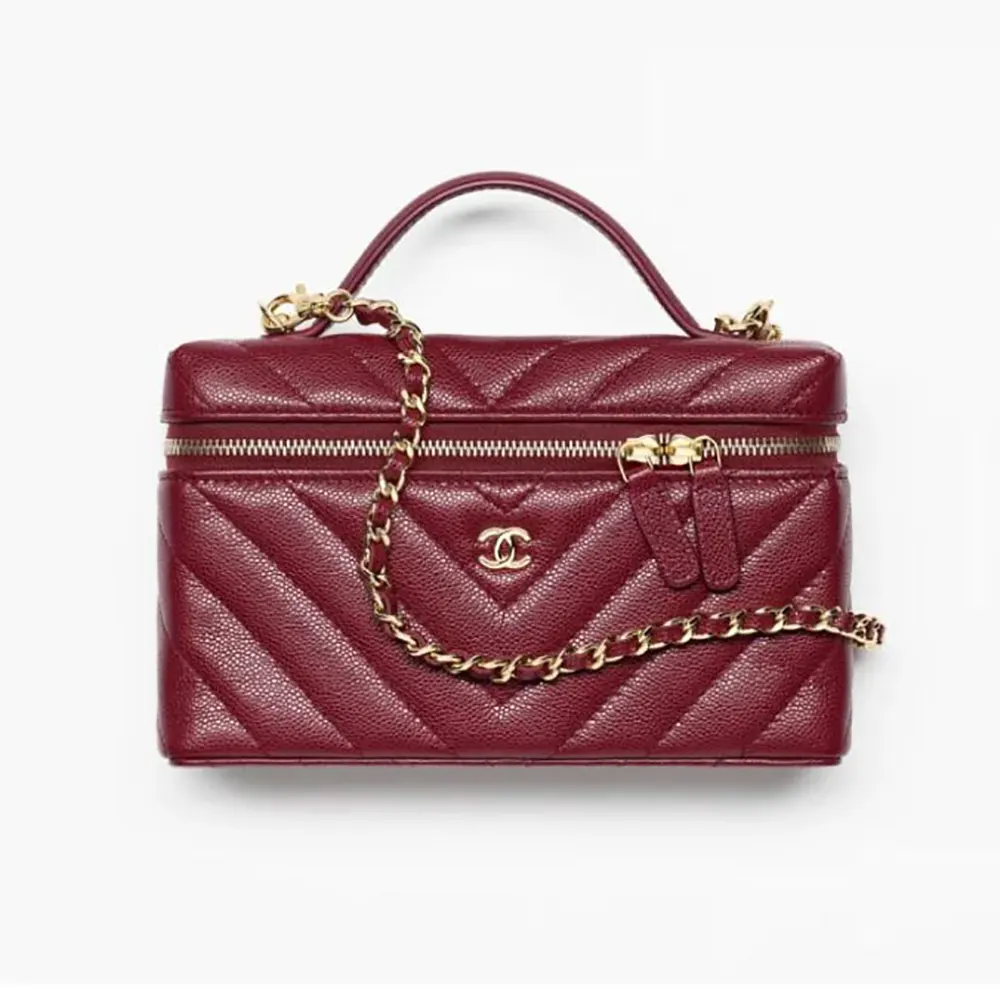 Chanel Women Vanity With Chain Grained Shiny Calfskin & Gold-Tone Metal